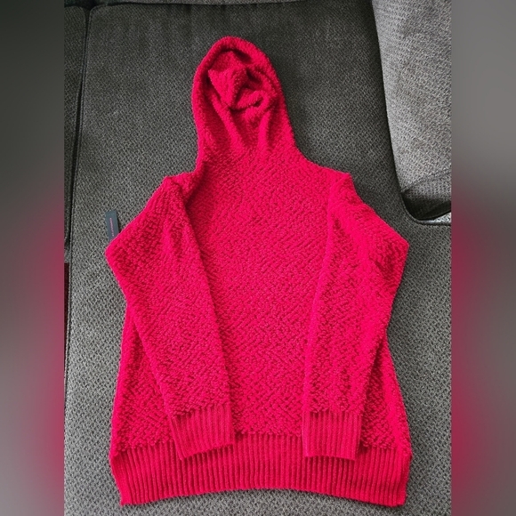 No Boundaries Sweater Women 2X Plus Red Textured Pullover Long Sleeve Hoodie New - Picture 11 of 11